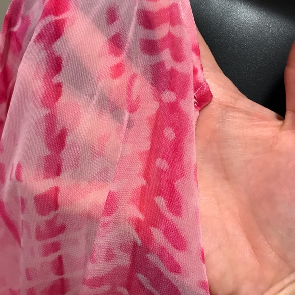 Steve Madden Tie Dye Pink Sheer Caftan Beach Cover - Picture 2 of 3
